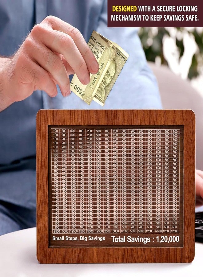 Drumstone 𝐃𝐫𝐮𝐦𝐬𝐭𝐨𝐧𝐞 𝟏𝟎-𝐘𝐞𝐚𝐫 𝐖𝐚𝐫𝐫𝐚𝐧𝐭𝐲 Wooden Money Saving Bank | Secure Lockable Cash & Coin Box | Premium Laminated Piggy Bank for Home, Office & Gifting - Image 3